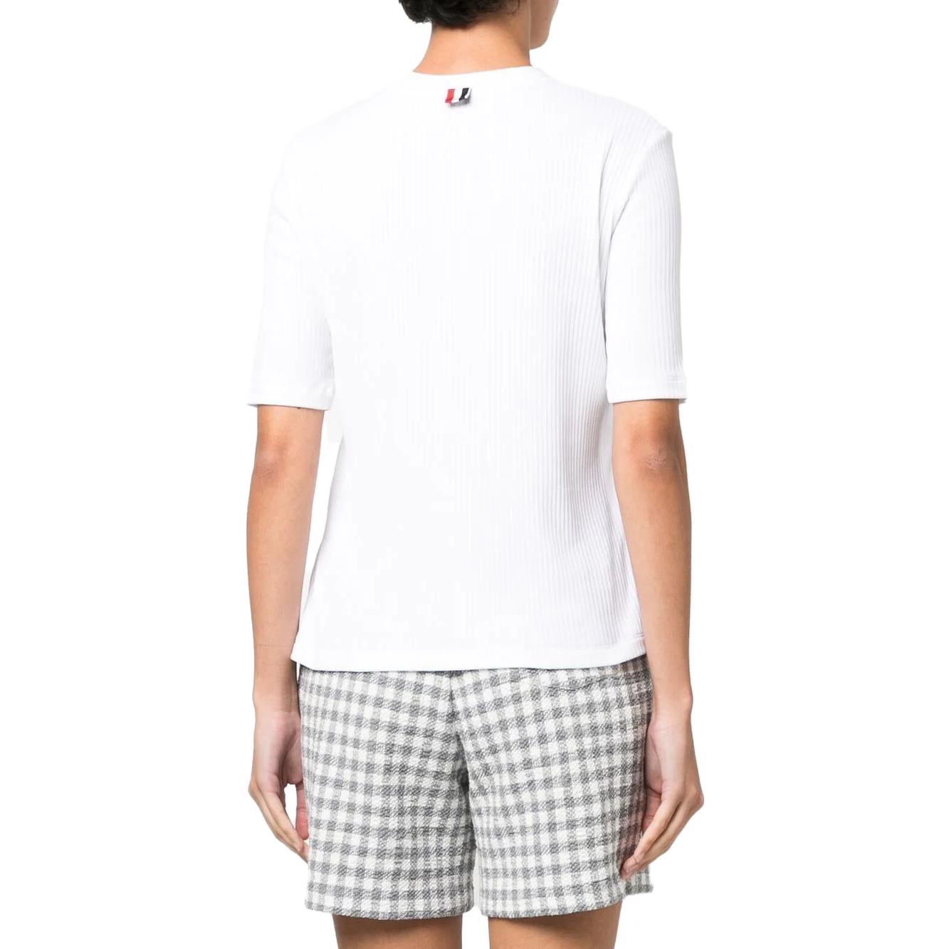 (Women) THOM BROWNE  White Striped Print Short Sleeve Pullover T-Shirt. FJS143A-J0066-100 圖 5