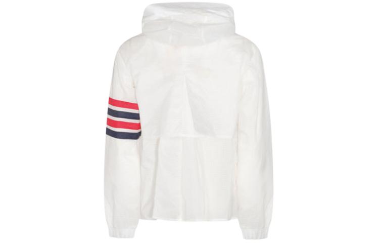 Lookbook (W) THOM BROWNE Jaket Hoodie Zip Putih Garis. FJT316A-F0517-100