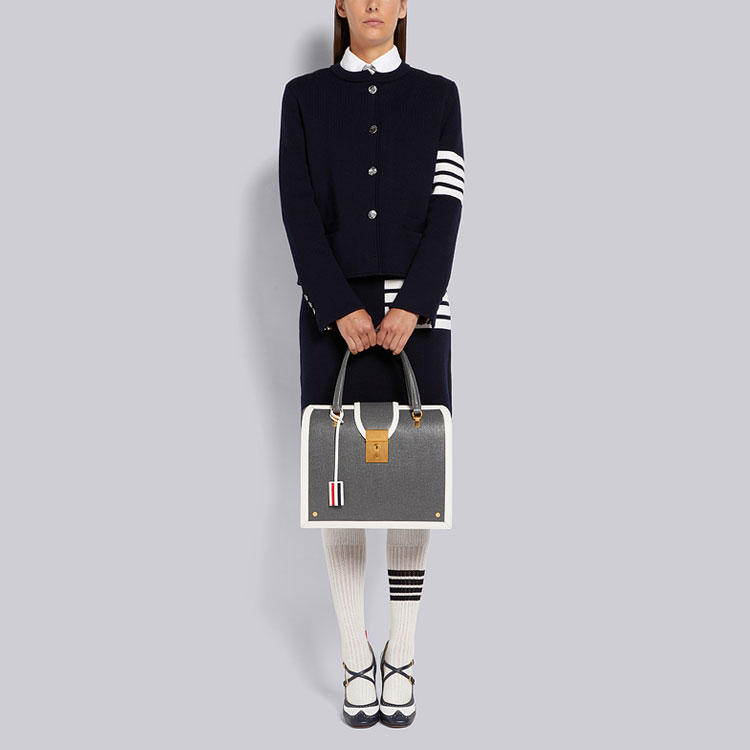 (Women) Thom Browne  Wool A-Line Midi Skirt in Navy Blue FKK092A-Y1002-415 圖 3