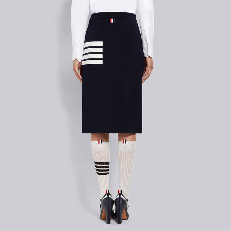 (Women) Thom Browne  Wool A-Line Midi Skirt in Navy Blue FKK092A-Y1002-415 圖 5