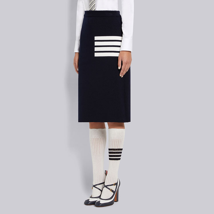 (Women) Thom Browne  Wool A-Line Midi Skirt in Navy Blue FKK092A-Y1002-415 圖 6