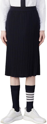 (W) Falda Midi Plisada Negra de Lana Crepé Thom Browne. FKK130A-Y1045-415 Order (W) Falda Midi Plisada Negra de Lana Crepé Thom Browne. FKK130A-Y1045-415