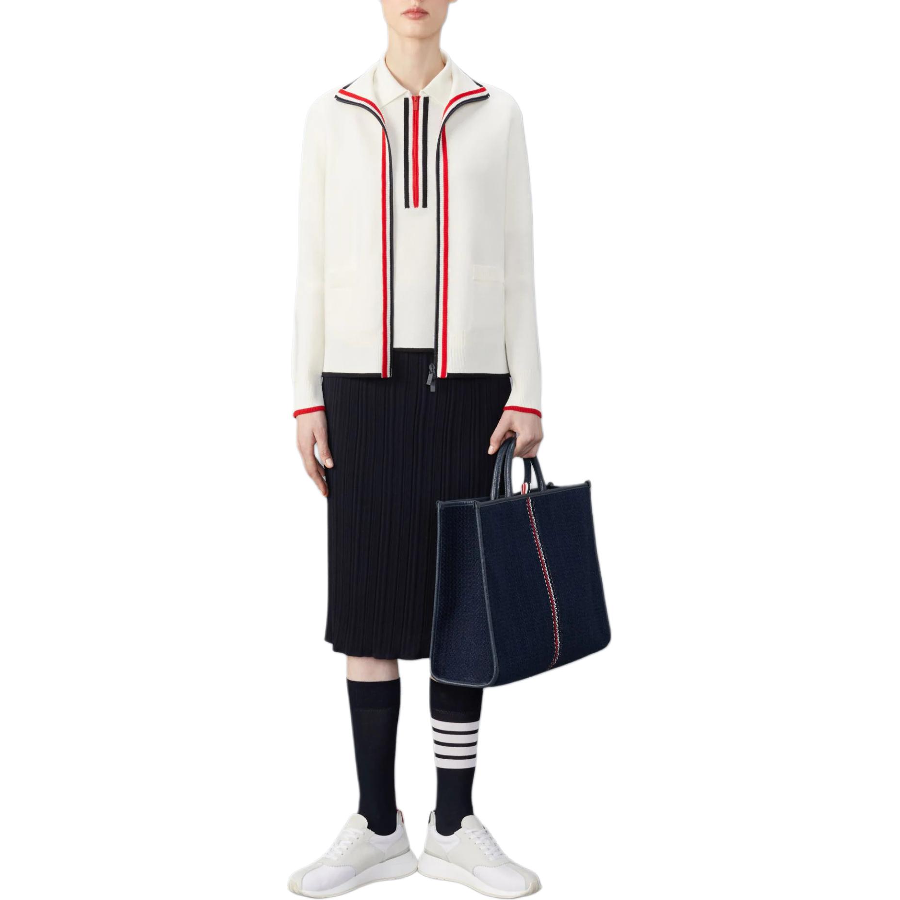 Purchase (W) Falda Midi Plisada Negra de Lana Crepé Thom Browne. FKK130A-Y1045-415