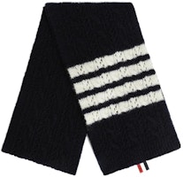 (Women) Thom Browne Wool Knit Scarf - Navy Blue Fashion Trend. FKS058A-Y8007-415 (Women) Thom Browne Wool Knit Scarf - Navy Blue Fashion Trend. FKS058A-Y8007-415