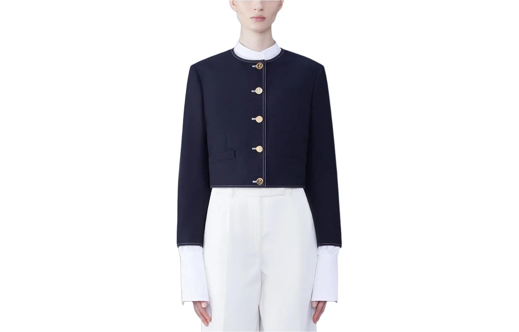 (Women) Thom Browne  Wool Single-Breasted Navy Blue Short Slim Fit Jacket SS24. FBC893A-00473-415 圖 2