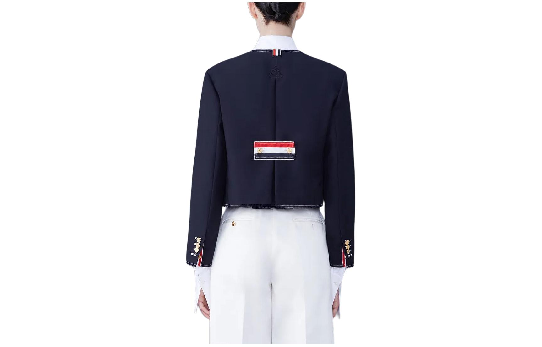 (Women) Thom Browne  Wool Single-Breasted Navy Blue Short Slim Fit Jacket SS24. FBC893A-00473-415 圖 3