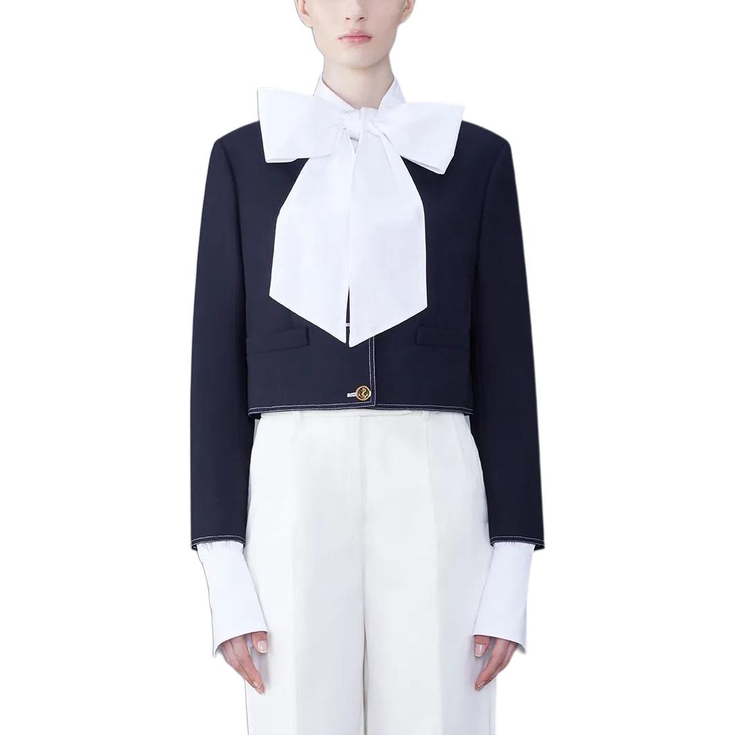 (Women) Thom Browne  Wool Single-Breasted Navy Blue Short Slim Fit Jacket SS24. FBC893A-00473-415 圖 4