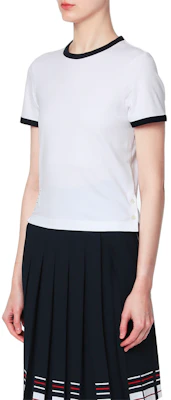(W) THOM BROWNE 黑邊白色圓領T恤 SS21 FJS075A-00042-100 Purchase (W) THOM BROWNE 黑邊白色圓領T恤 SS21 FJS075A-00042-100