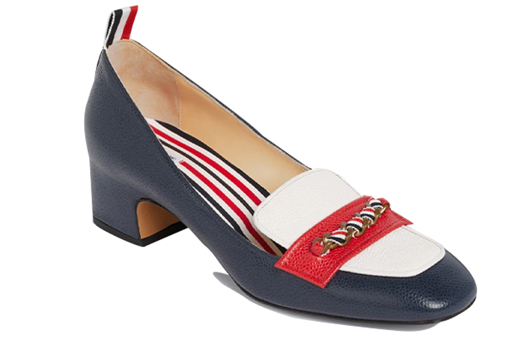 Lookbook (W) 톰브라운 네이비 삼선 블록힐 FFH197B00198960