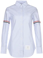 (Women) THOM BROWNE Blue Striped Long Sleeve Shirt FLL019E-00098-480 (Women) THOM BROWNE Blue Striped Long Sleeve Shirt FLL019E-00098-480