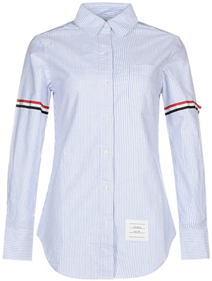 (Women) THOM BROWNE Blue Striped Long Sleeve Shirt FLL019E-00098-480 Order (Women) THOM BROWNE Blue Striped Long Sleeve Shirt FLL019E-00098-480