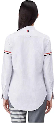 (Women) THOM BROWNE Blue Striped Long Sleeve Shirt FLL019E-00098-480 Purchase (Women) THOM BROWNE Blue Striped Long Sleeve Shirt FLL019E-00098-480