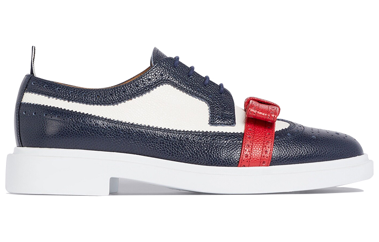 (W) Thom Browne Brogue Platform 'White Blue Pebble Grain Bow' 圖 2