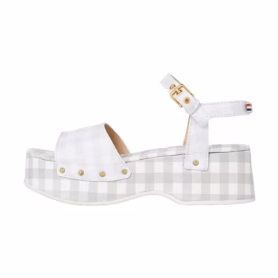 (W) Thom Browne Calfskin Buckle Chunky Round Toe Slide 'White'