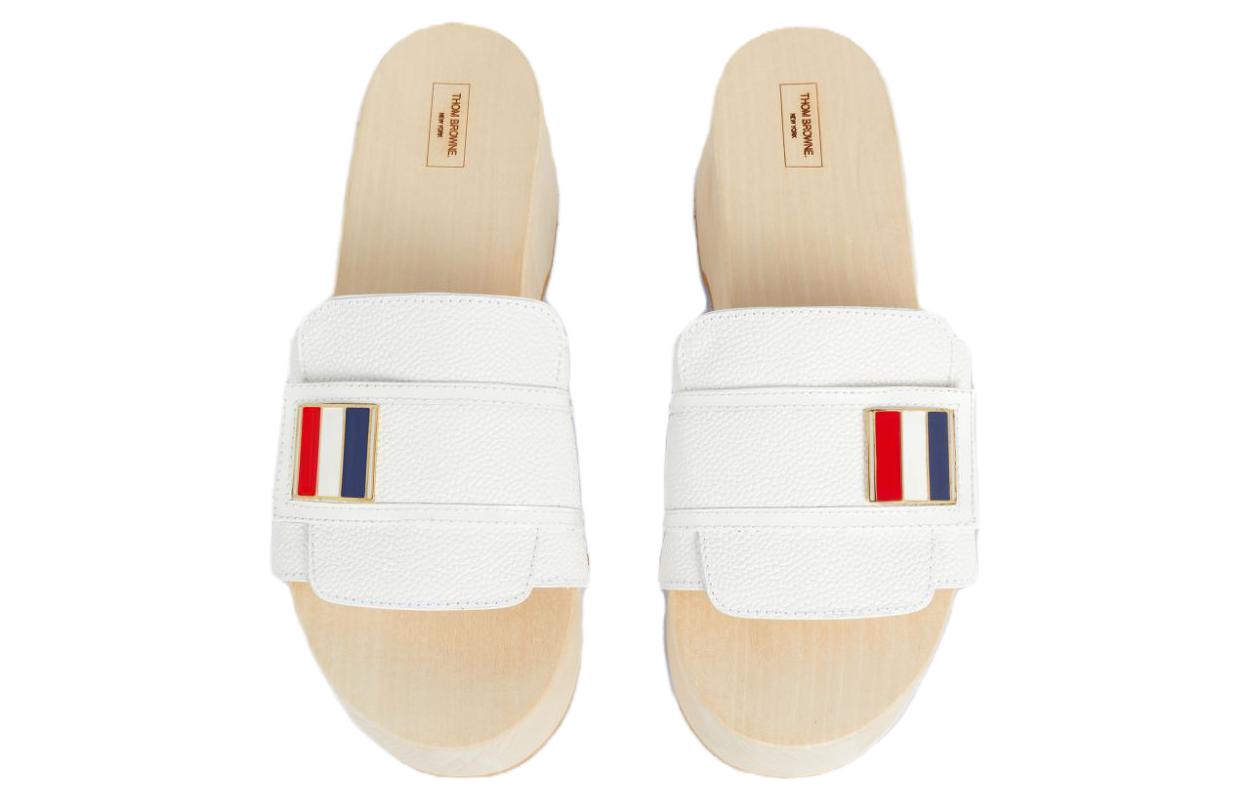 (W) Thom Browne Calfskin Logo Plaque Slide 'White' 圖 3