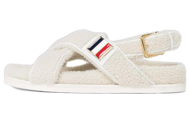 (Women) Thom Browne Calfskin Plush Strap Sandals 'White' FFF126A05584100