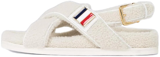 (Women) Thom Browne Calfskin Plush Strap Sandals 'White' FFF126A05584100 (Women) Thom Browne Calfskin Plush Strap Sandals 'White' FFF126A05584100