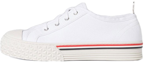 (Women) Thom Browne Canvas Collegiate 'White Low-Top' FFD125AF0102100 (Women) Thom Browne Canvas Collegiate 'White Low-Top' FFD125AF0102100