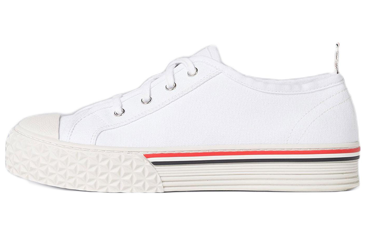 (Women) Thom Browne Canvas Collegiate 'White Low-Top' FFD125AF0102100