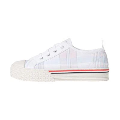 (W) Thom Browne Canvas Low-Top Lace-Up 'White Pink Blue'