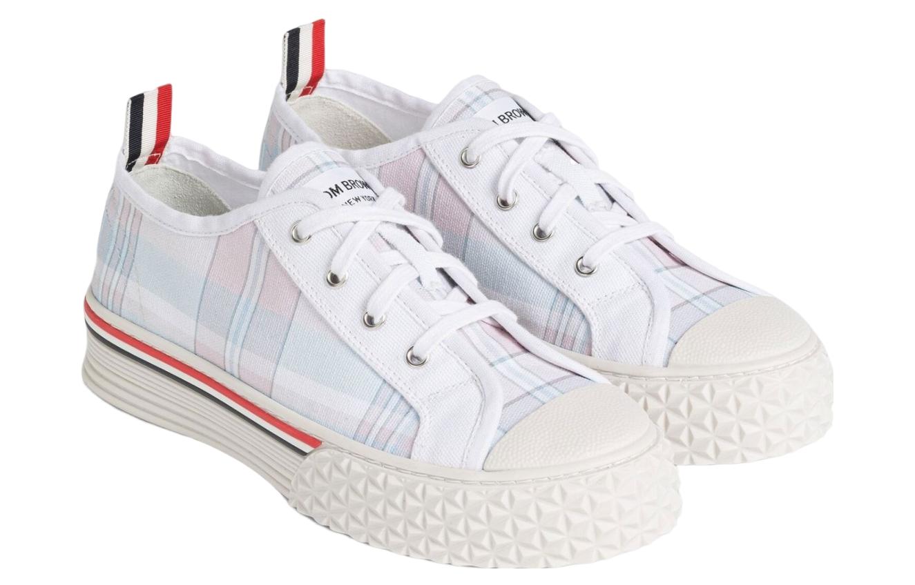 (W) Thom Browne Canvas Low-Top Lace-Up 'White Pink Blue' 圖 2