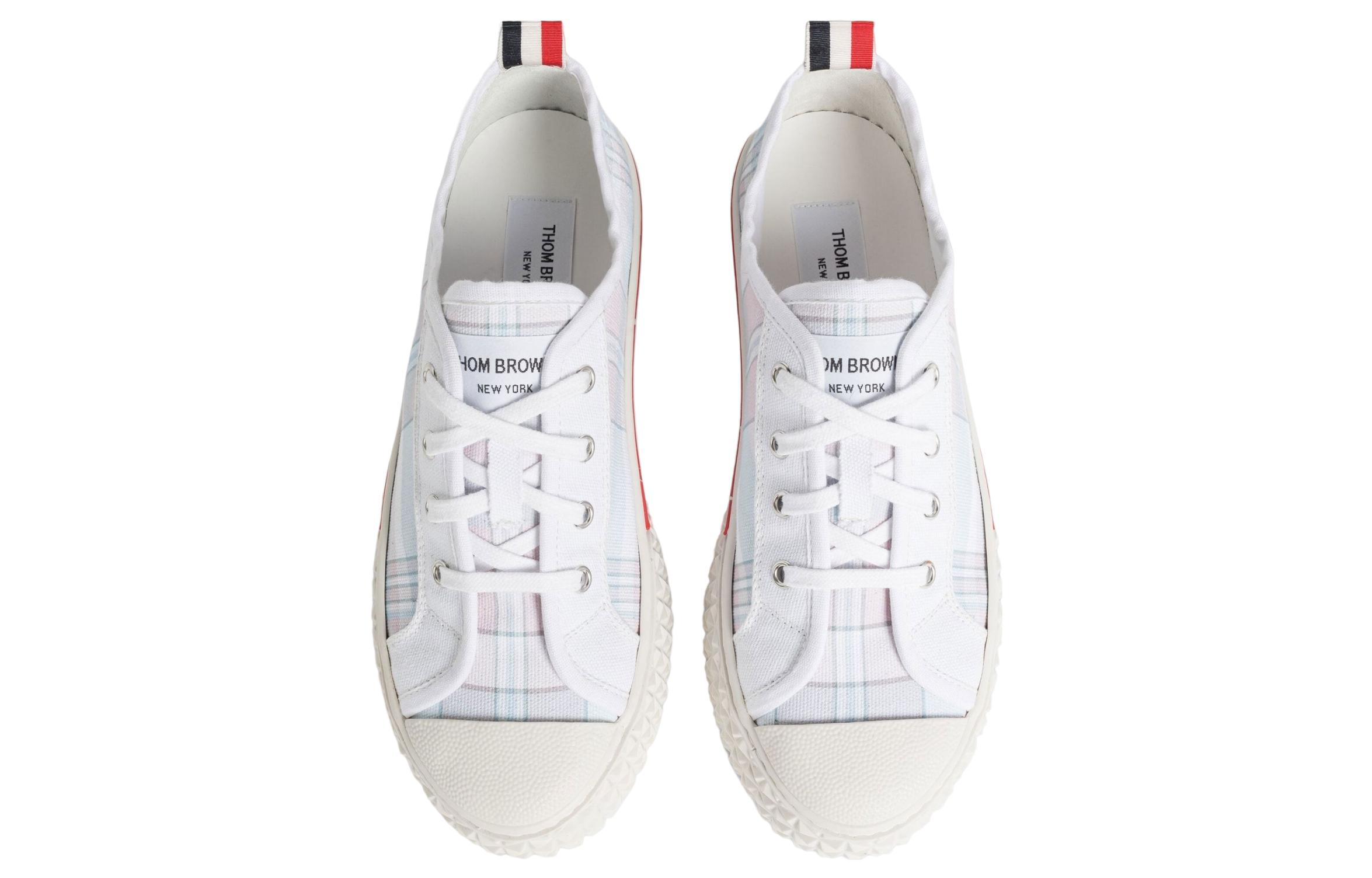 (W) Thom Browne Canvas Low-Top Lace-Up 'White Pink Blue' 圖 3