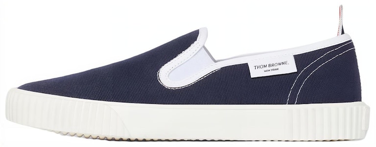 (W) Thom Browne Kasut Kanvas Slip-On 'Navy' FFF074A01588415 Buy (W) Thom Browne Kasut Kanvas Slip-On 'Navy' FFF074A01588415