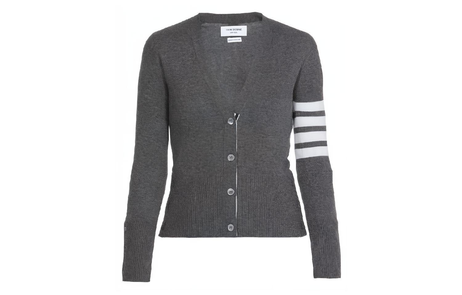 (Women) THOM BROWNE Classic 4-Bar Cashmere V-Neck Sweater Grey FKC001A-00011-035 圖 2