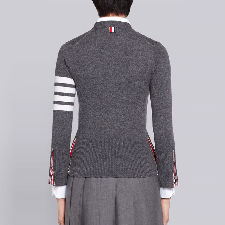 (Women) THOM BROWNE Classic 4-Bar Cashmere V-Neck Sweater Grey FKC001A-00011-035 圖 5