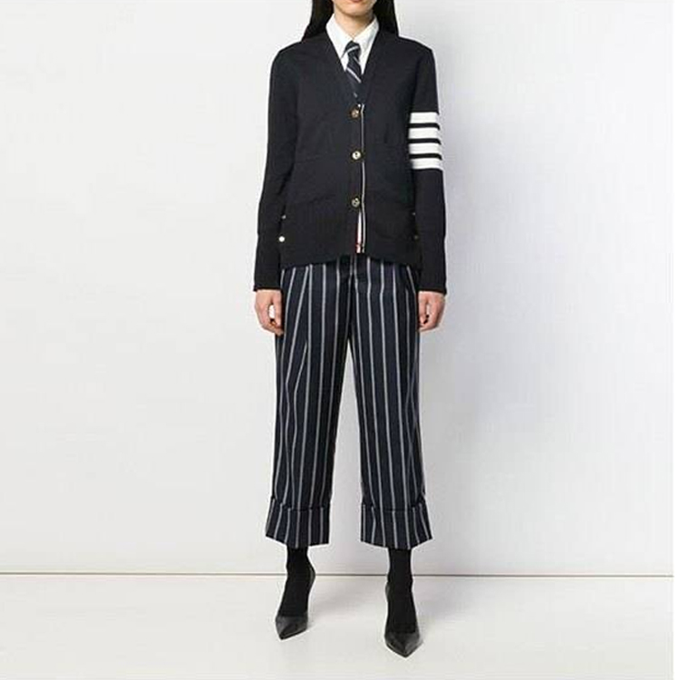 (Women) Thom Browne Classic 4-Stripe V-Neck Knit Cardigan - Navy Blue FKC207A-00219-415 圖 4