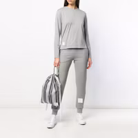 Lookbook (W) Thom Browne 經典版型針織慢跑褲 淺灰色 FJQ024A-03377-055