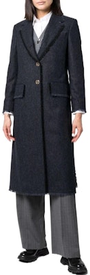 (Women) Thom Browne Distressed Edge Single-Breasted V-Neck Long Sleeve Coat Women FOC320W-05385-415 Lookbook (Women) Thom Browne Distressed Edge Single-Breasted V-Neck Long Sleeve Coat Women FOC320W-05385-415