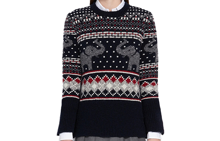 Order (W) 톰 브라운 코끼리 패턴 울 트위드 니트 스웨터 FKA287A-00278-960