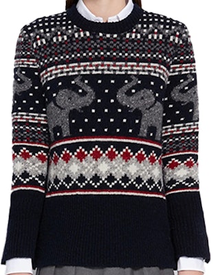 (W) 톰 브라운 코끼리 패턴 울 트위드 니트 스웨터 FKA287A-00278-960 Order (W) 톰 브라운 코끼리 패턴 울 트위드 니트 스웨터 FKA287A-00278-960