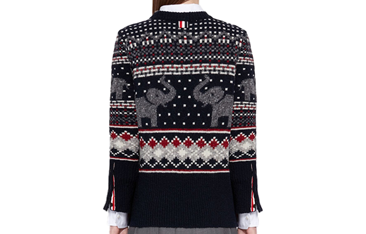 Lookbook (W) 톰 브라운 코끼리 패턴 울 트위드 니트 스웨터 FKA287A-00278-960