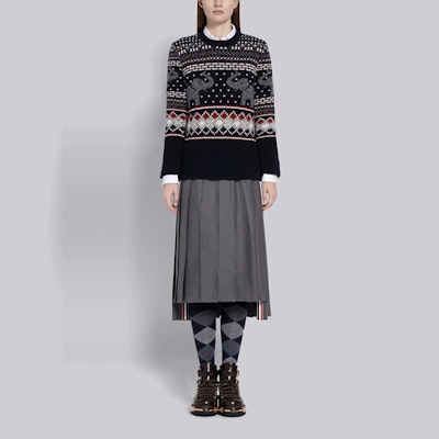 (W) 톰 브라운 코끼리 패턴 울 트위드 니트 스웨터 FKA287A-00278-960 Purchase (W) 톰 브라운 코끼리 패턴 울 트위드 니트 스웨터 FKA287A-00278-960