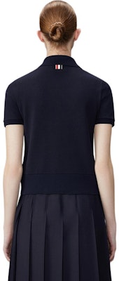 (W) 톰 브라운 플로럴 슬림핏 폴로 셔츠 네이비 블루. FJP096E-00050-415 Shop (W) 톰 브라운 플로럴 슬림핏 폴로 셔츠 네이비 블루. FJP096E-00050-415