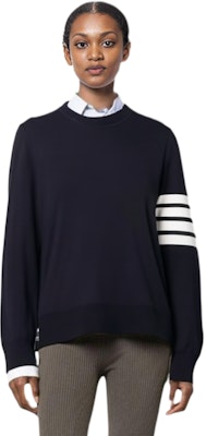 (W) Thom Browne Four-Bar Pullover Sweater Biru Navy. FKA280A-Y1014-415 Sizing (W) Thom Browne Four-Bar Pullover Sweater Biru Navy. FKA280A-Y1014-415