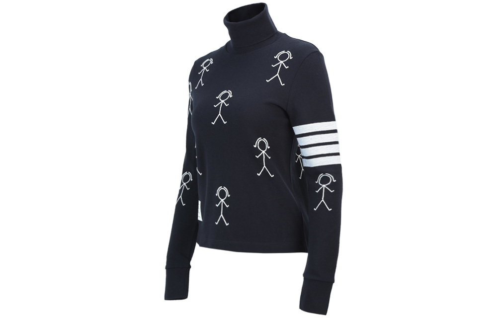 (Women) Thom Browne FW21 4-Bar Mrs. Thom Logo High-Neck Sweatshirt Navy Blue FJS098E-00050-415 圖 4