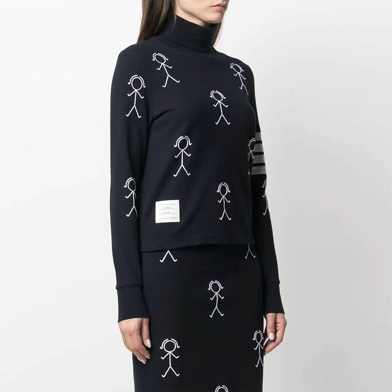 (Women) Thom Browne FW21 4-Bar Mrs. Thom Logo High-Neck Sweatshirt Navy Blue FJS098E-00050-415 圖 7