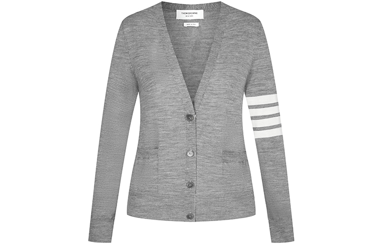 (Women) Thom Browne FW21 4-Bar V-Neck Wool Sweater - Light Grey. FKC334A-Y1014-055 圖 2