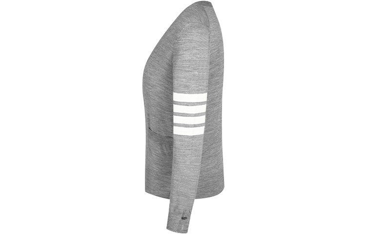 (Women) Thom Browne FW21 4-Bar V-Neck Wool Sweater - Light Grey. FKC334A-Y1014-055 圖 4