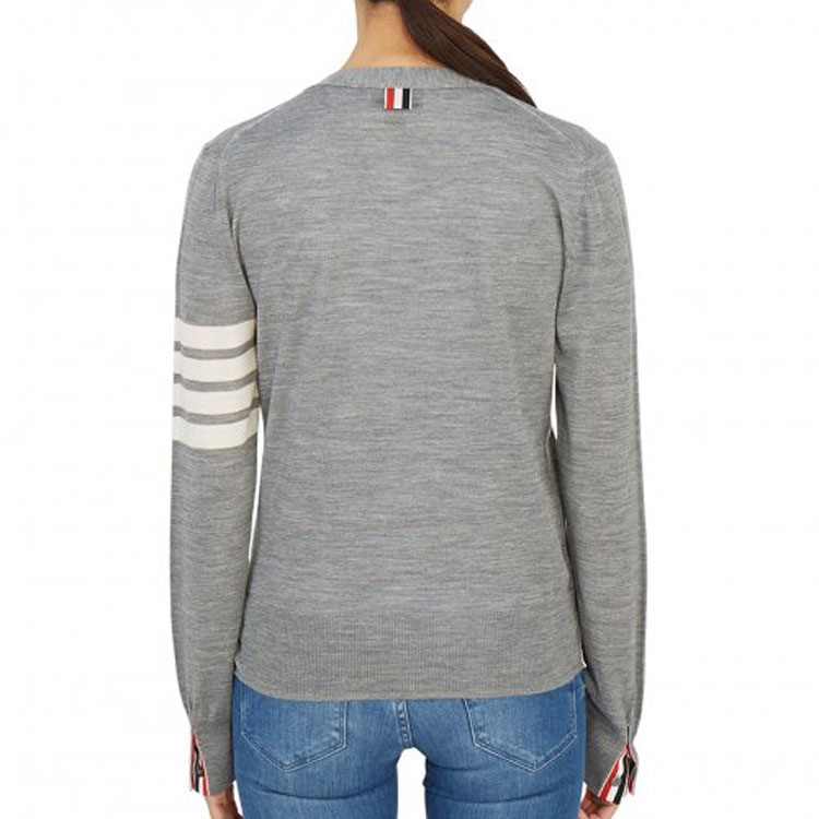(Women) Thom Browne FW21 4-Bar V-Neck Wool Sweater - Light Grey. FKC334A-Y1014-055 圖 7