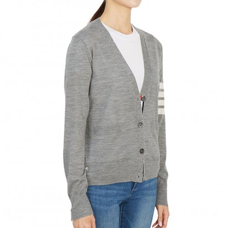 (Women) Thom Browne FW21 4-Bar V-Neck Wool Sweater - Light Grey. FKC334A-Y1014-055 圖 8