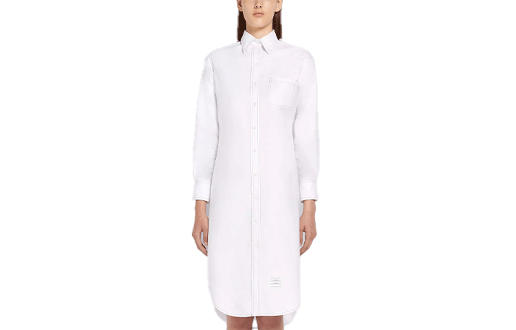 Order (W) 톰 브라운 FW21 화이트 롱슬리브 솔리드 스티치 셔츠 드레스 FDS001I-06177-100