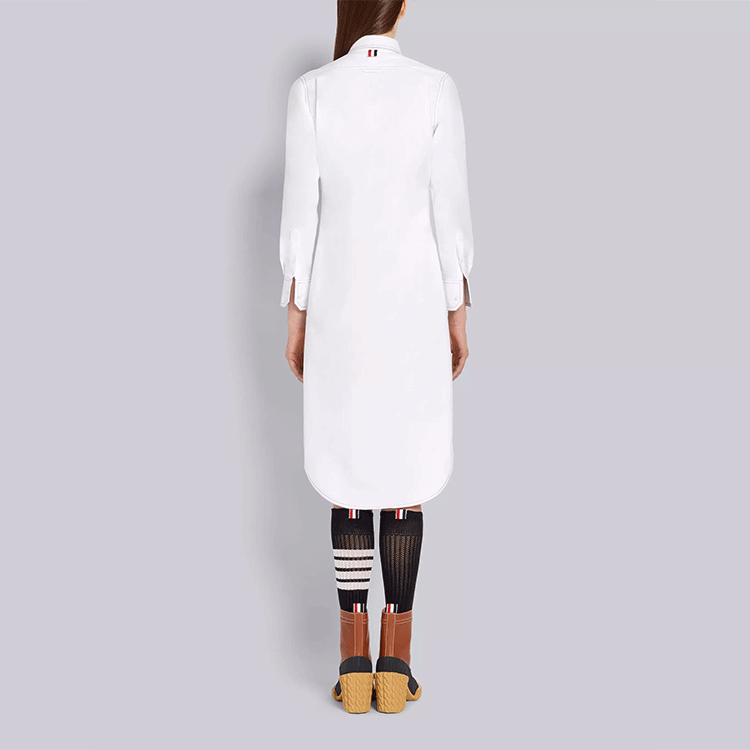 Purchase (W) 톰 브라운 FW21 화이트 롱슬리브 솔리드 스티치 셔츠 드레스 FDS001I-06177-100