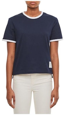 (W) Camiseta Thom Browne FW21 Asimétrica Cuello Redondo Azul Marino Verano. FJS075A-00042-415 Order (W) Camiseta Thom Browne FW21 Asimétrica Cuello Redondo Azul Marino Verano. FJS075A-00042-415