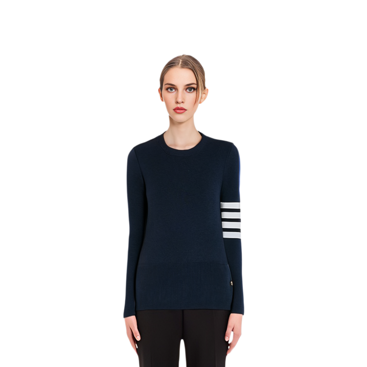 Purchase (W) トムブラウン FW21 ブラック ウール プルオーバー セーター フォーストライプス FKA239A-00014-415