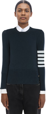 (W) トムブラウン FW21 ブラック ウール プルオーバー セーター フォーストライプス FKA239A-00014-415 Details for (W) トムブラウン FW21 ブラック ウール プルオーバー セーター フォーストライプス FKA239A-00014-415