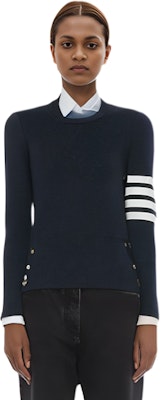 (W) トムブラウン FW21 ブラック ウール プルオーバー セーター フォーストライプス FKA239A-00014-415 Sizing (W) トムブラウン FW21 ブラック ウール プルオーバー セーター フォーストライプス FKA239A-00014-415